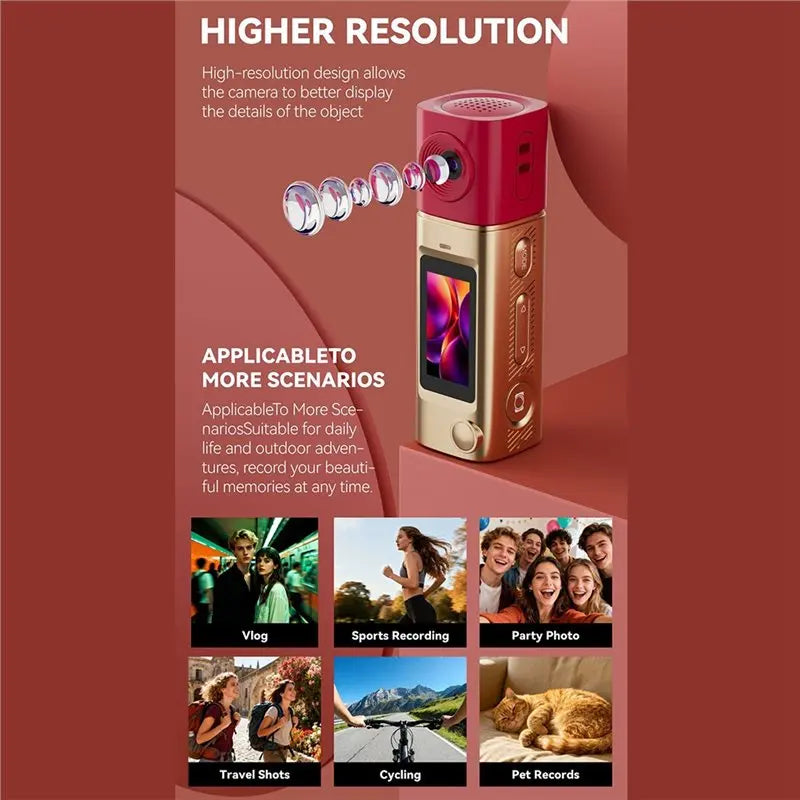JABS-Thumb Camera 2K HD Mini Keychain Recorder Portable Autofocus 230° Video Recorder Lipstick Pocket Camcorder