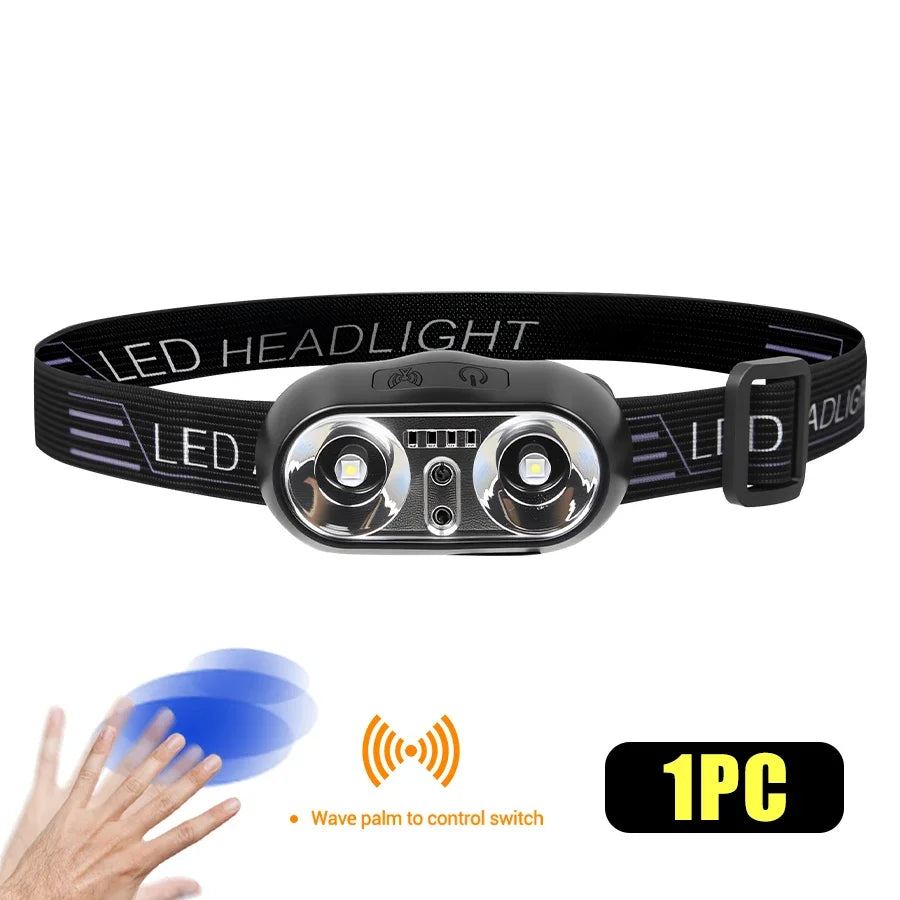 D5 Induction LED Headlamps USB Charging Headlight Camping Flashlight Led Head-Mounted Strong Light Fishing Portable Torch Lamp