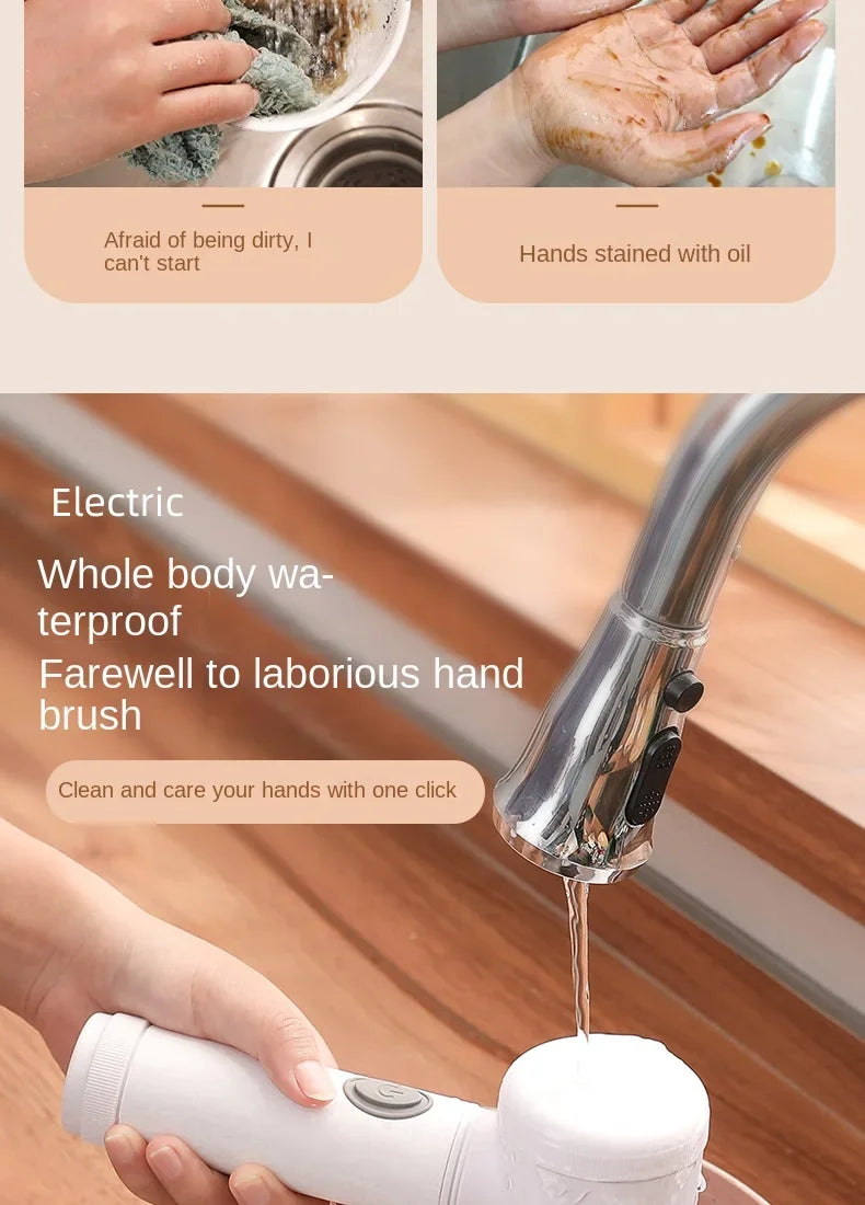Cordless electric cleaning brush, household kitchen dishwashing brush, bathtub tile cleaning brush, window cleaning brush.