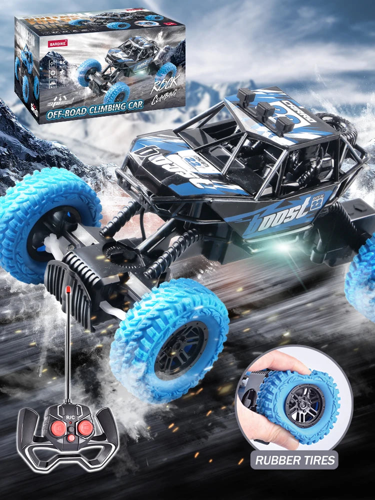New Remote Control Car With Colorful Flashing Lights, Rubber Wheels, Off-road Toy Car Suitable For Christmas Children's Gifts