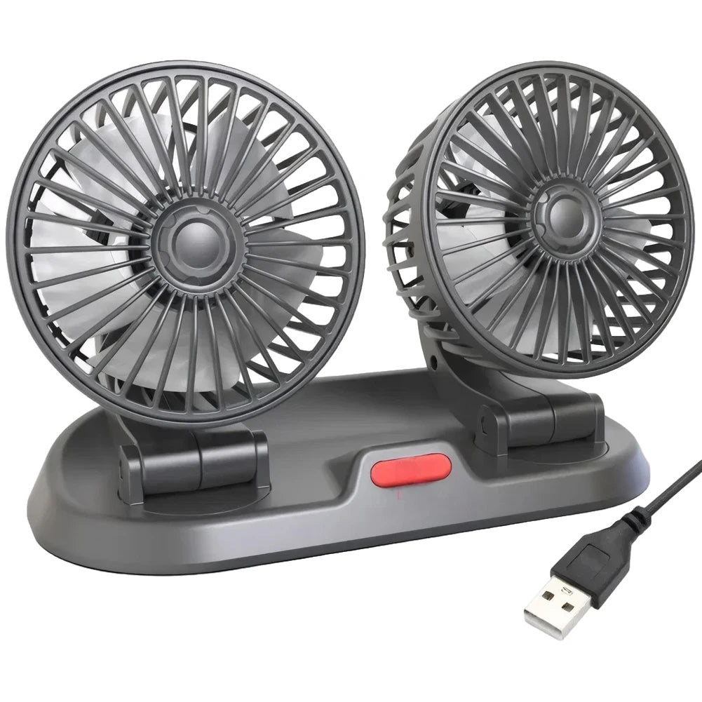 Adjustable Dual Head Car Fan 2 Speeds Cooling Air Fan Automobile Vehicle Fan for Car Truck SUV RV