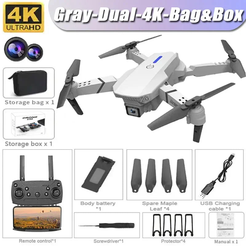 E88 NEW Professional Wide Angle RC Dron HD 4K Camera Mode Foldable Helicopter Aircraft Quadcopter Drone Kid Gift Toys