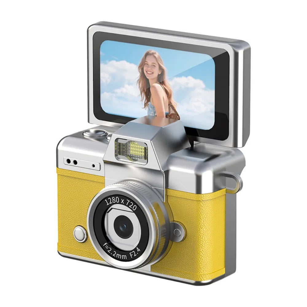 1.47 Inch Screen Thumb Keychain Camera 180° Flip Screen Neck Strap Design Retro CCD Mini Digital Camera Selfie