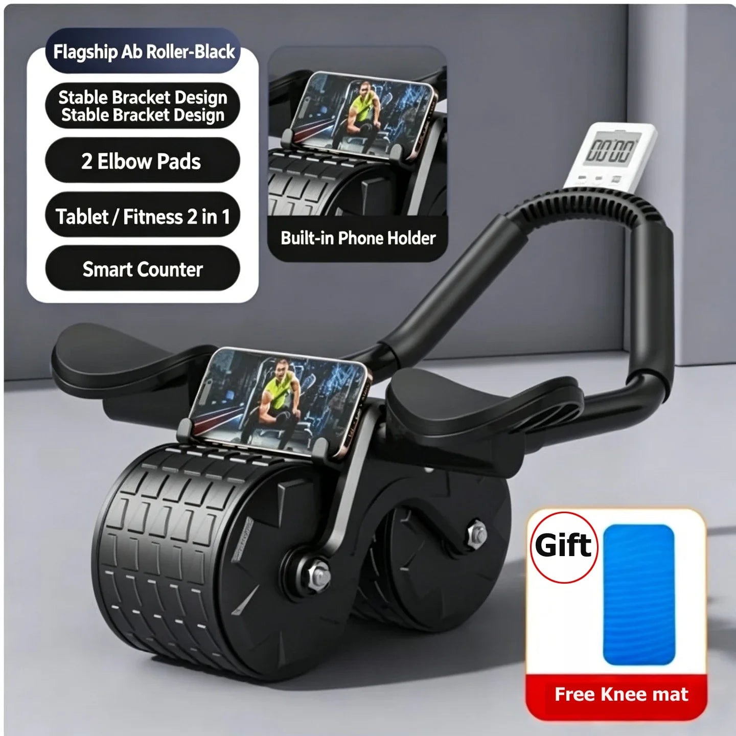 High-quality fitness exercise roller support automatic rebound ab wheel core muscle training device