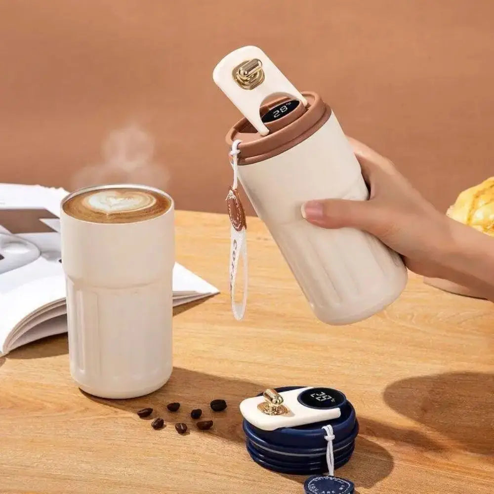 Vacuum Flask 450ML Thermal Water Bottle Creative Portable Coffee Thermos Cup Double Wall Digital Drinking Bottle Travel