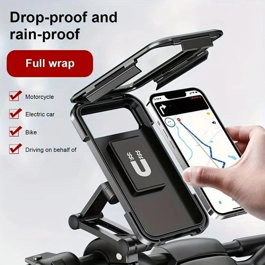Waterproof Shockproof Bike Phone Mount 360 Rotatable Adjustable Retractable Arm Motorcycle Phone Holder Touchscreen