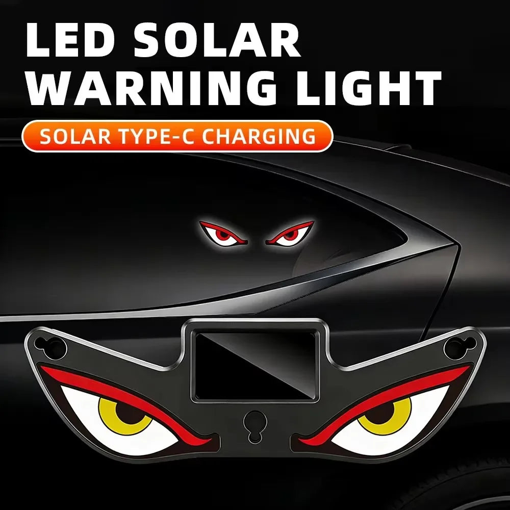 For Vehicle Decor Car Interior Solar Dynamic Evil Eye LED Expression Light Warning Light Truck Suction Cup Mount Eye Light