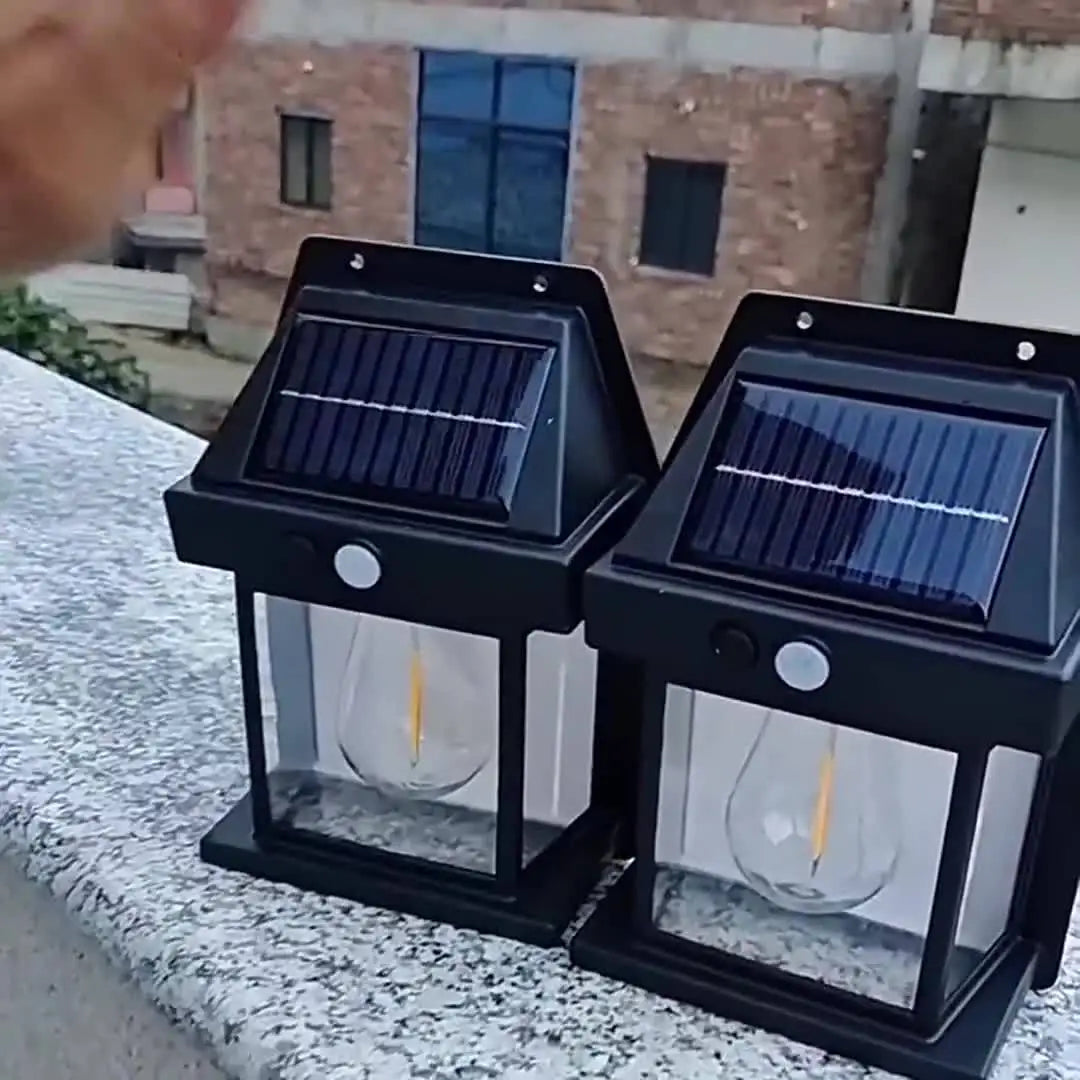 1pc New Solar Tungsten Wall Lamp, 3 Modes, Outdoor Villa Garden Courtyard Waterproof Decoration Induction Lantern, Small Night L
