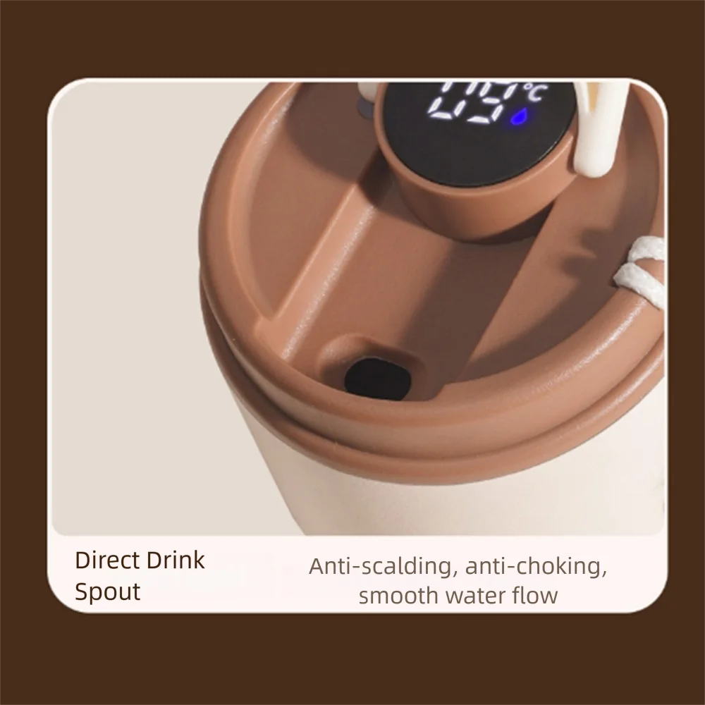 Vacuum Flask 450ML Thermal Water Bottle Creative Portable Coffee Thermos Cup Double Wall Digital Drinking Bottle Travel
