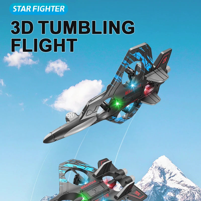 2.4G remote control fighter electric foam glider stunt tumbling UAV hovering helicopter with LED colorful lights aircraft model