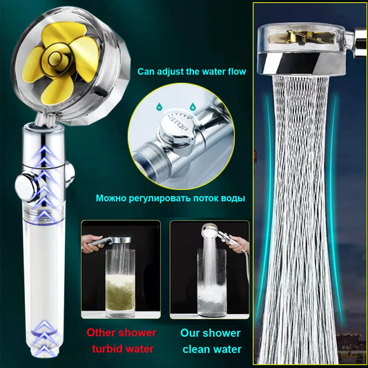 NEW Hand-held High Pressure Massage Shower Head Water Saving Spray Shower Head 360 Rotated Rainfall Shower Head with Filter Fan