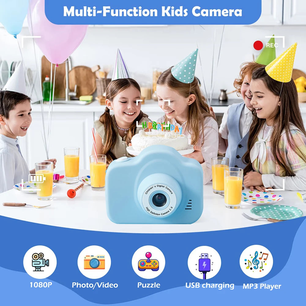 Multifunction Children Camera 1080P HD Digital Video Camera 2.0 inch Kids Camera MP3 Player Toys for Birthday Gifts