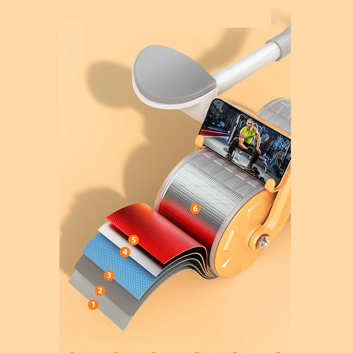 High-quality fitness exercise roller support automatic rebound ab wheel core muscle training device