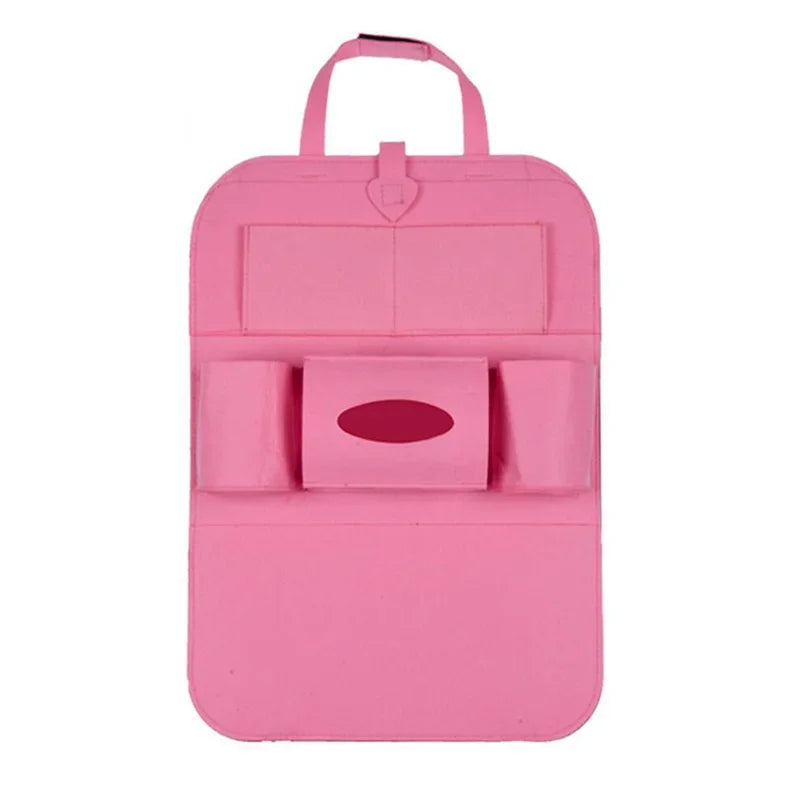 1pc Universal Car Back Seat Storage Bag Organizer Trunk Elastic Felt Storage Bag 6 Pockets Organizer Hanging Car Accessories