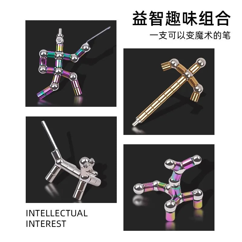 Multi‑Shape Splicing Magnetic Pen Stress Relief Fidget Tool Creative Deformable Writing Stationery For Desktop Leisure