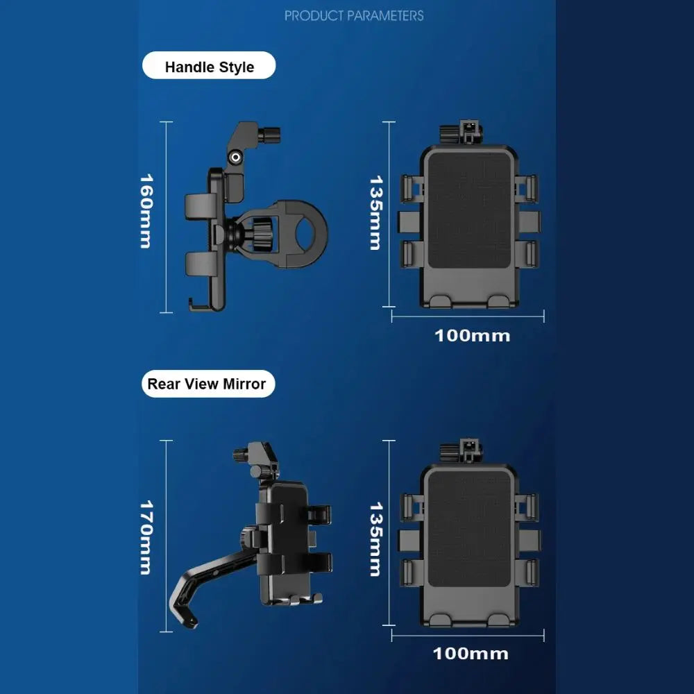 Aluminum Alloy Sunshade Motocycle Phone Holder Adjustable Non-slip Motocycle Mobile Phone Stand Stable for 5-7.2inch Cell Phone