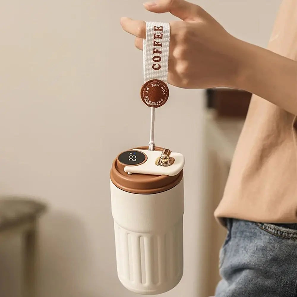 Vacuum Flask 450ML Thermal Water Bottle Creative Portable Coffee Thermos Cup Double Wall Digital Drinking Bottle Travel