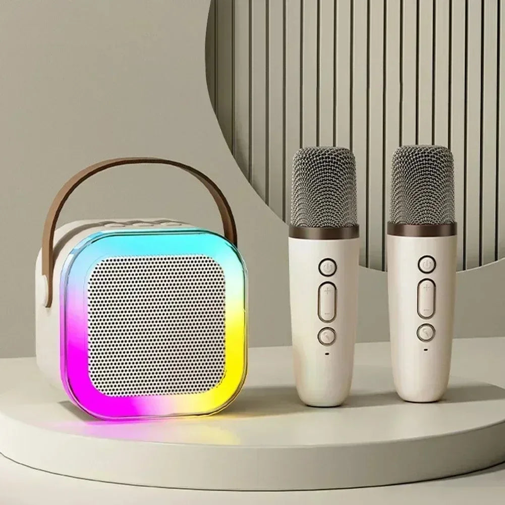 Bluetooth K12 Karaoke Machine Portable 5.3 PA Speaker System with Single Dual  Wireless Mic Home Family Singing Children's Gifts