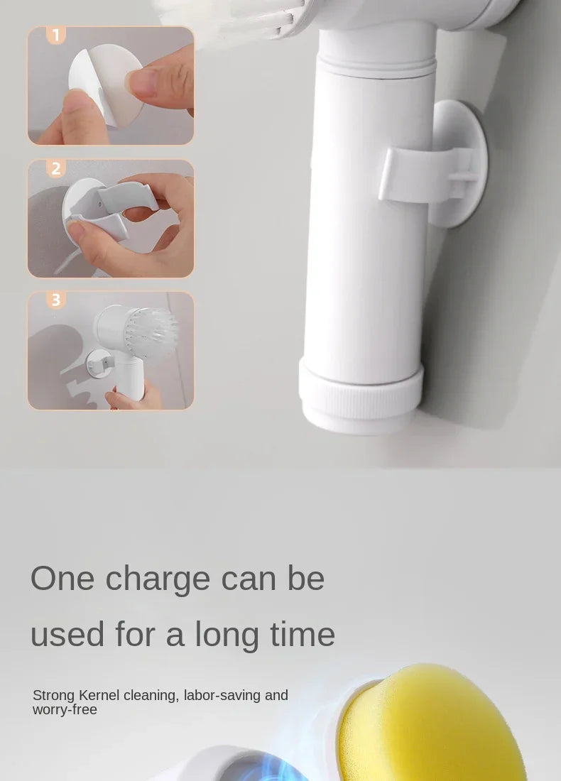 Cordless electric cleaning brush, household kitchen dishwashing brush, bathtub tile cleaning brush, window cleaning brush.