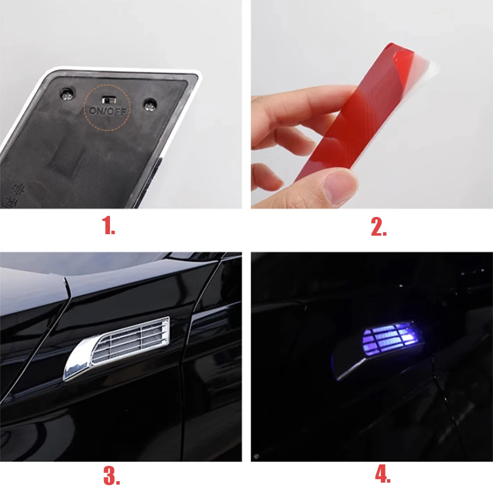 Car LED Solar Tuyere Warning Light Strobe Light Highlight Automatic Modification LED Flash Body Decorative Light Signal Lamp
