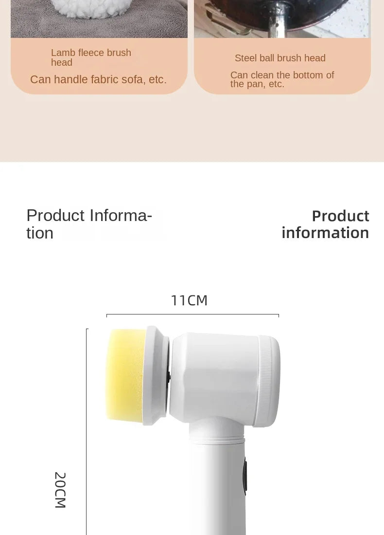 Cordless electric cleaning brush, household kitchen dishwashing brush, bathtub tile cleaning brush, window cleaning brush.