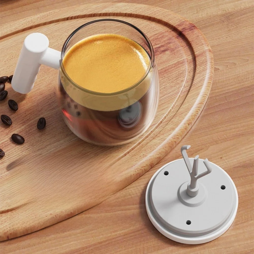 High Borosilicate Electric Self Stirring Mug with Lid & Handle Lightweight Glass Coffee Cup High Speed Mixing