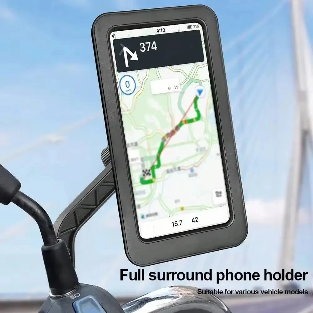 Waterproof Shockproof Bike Phone Mount 360 Rotatable Adjustable Retractable Arm Motorcycle Phone Holder Touchscreen