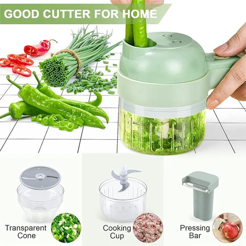 5 In 1 Electric Vegetable Cutter Set Wireless Food Processor Chopper Machine For Pepper,Garlic& Meat