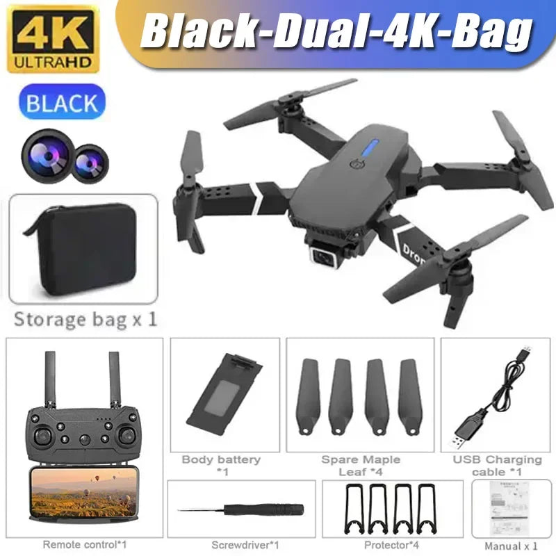 E88 NEW Professional Wide Angle RC Dron HD 4K Camera Mode Foldable Helicopter Aircraft Quadcopter Drone Kid Gift Toys