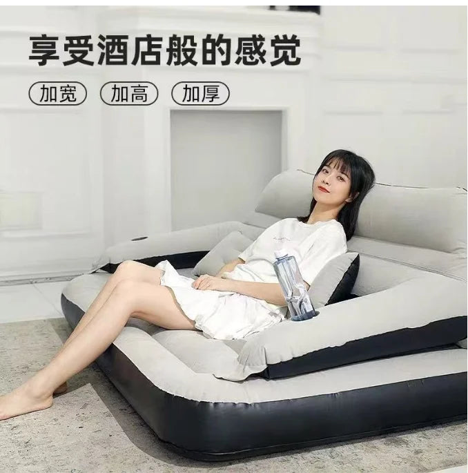 Customized High Comfortable Blow up Mattress Inflatable Air Sofa Bed with Pump and Headrest