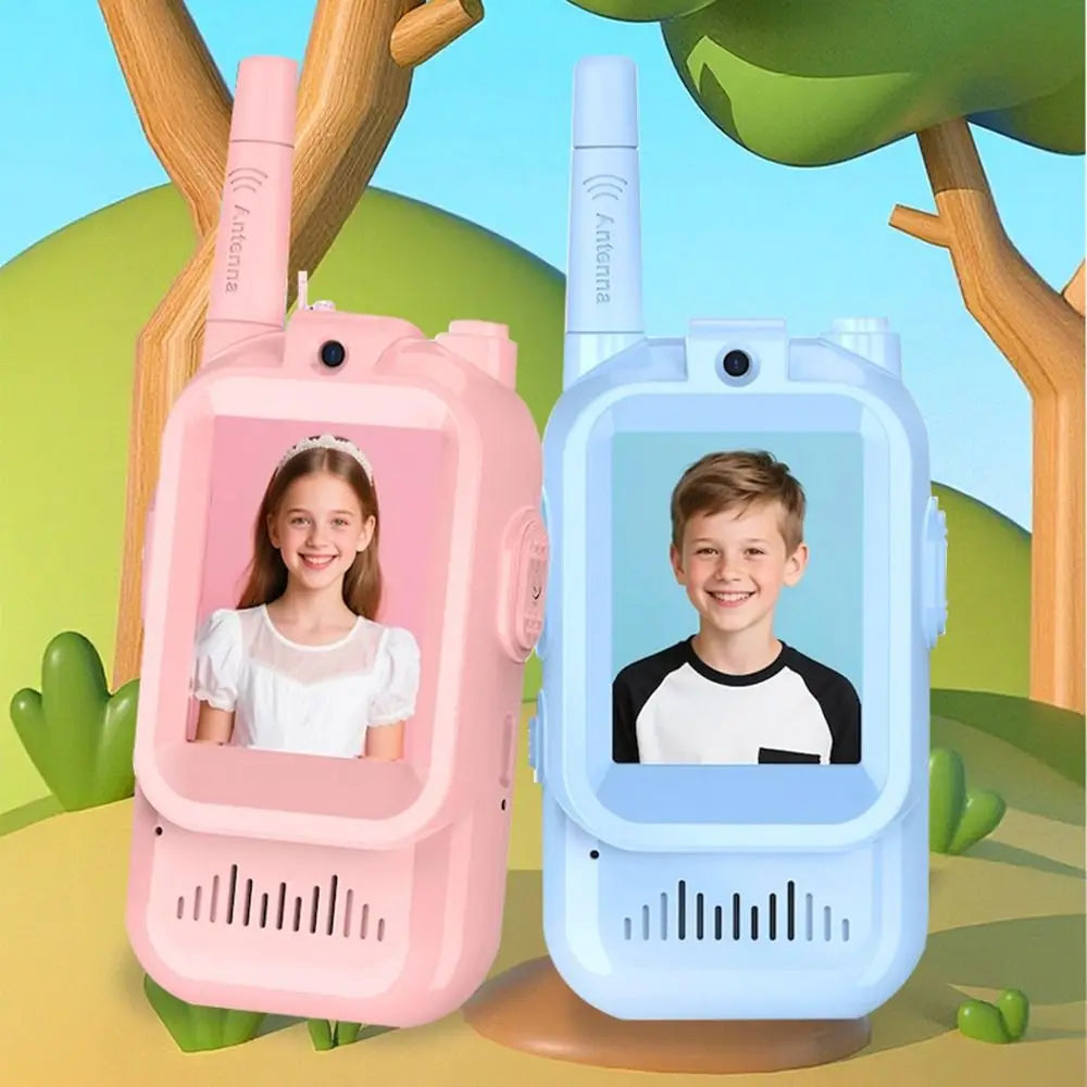 HD Screen Children's Video Intercom Long Range Cartoon Design Video Walkie Talkie Anti-loss with Lanyards Kids Two-Way Radio
