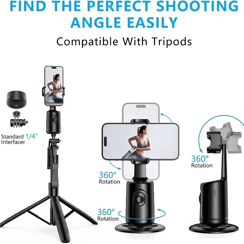 360 Rotation Gimbal Stabilizer AI Following Face Tracking Desktop Gimbal PTZ For Tiktok Smartphone Live