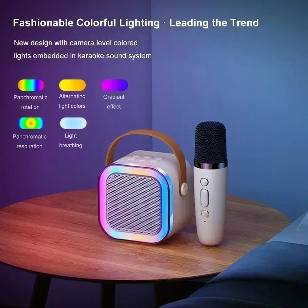 Bluetooth K12 Karaoke Machine Portable 5.3 PA Speaker System with Single Dual  Wireless Mic Home Family Singing Children's Gifts