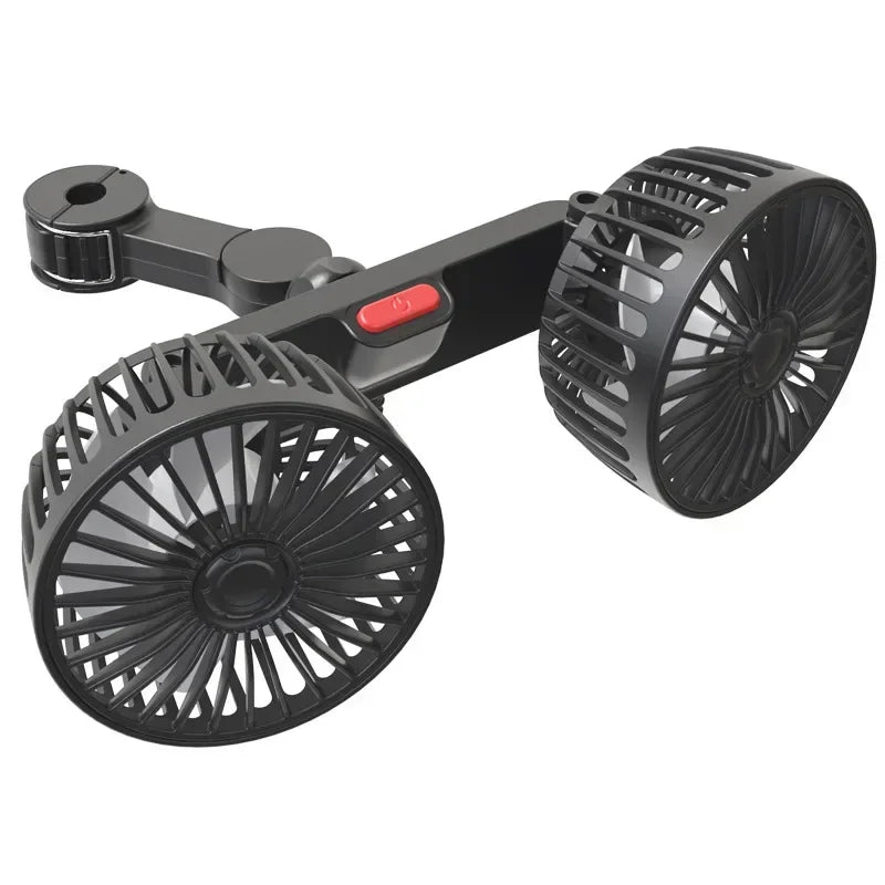 12V 24V Car Fan USB Charge Dual Head Fan 360 Degree Rotation 3-speed Car Seat Back Cooling Fan for Summer Car Accessories
