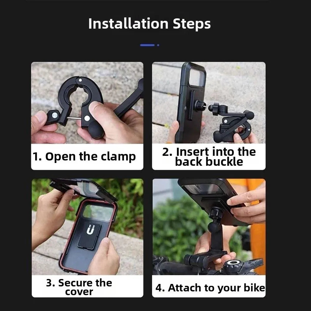 Waterproof Motorcycle Phone Holder 360° Swivel Magnetic Design Bicycle Phone Holder Navigation Support Adjustable