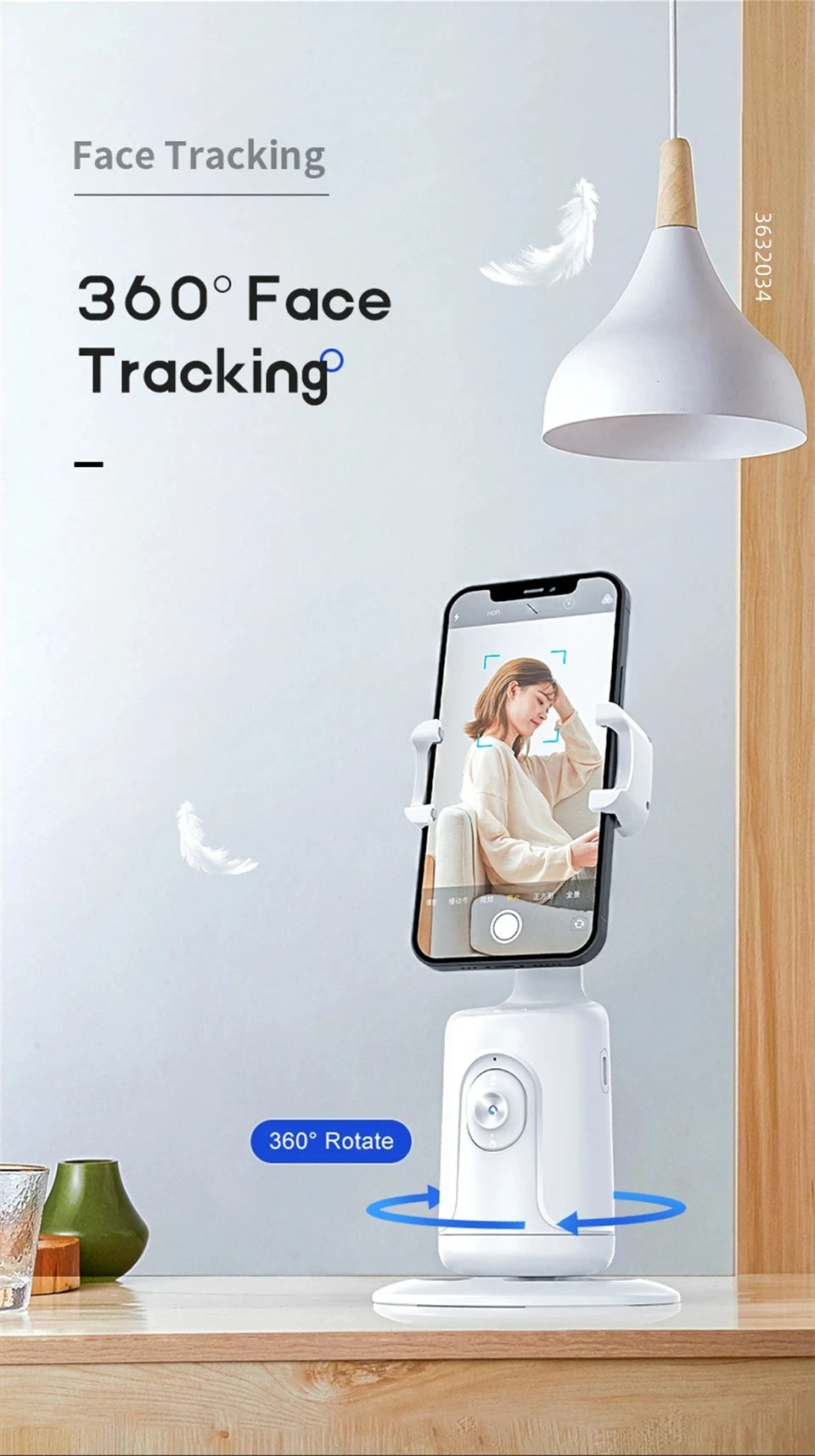 360 Rotation Gimbal Stabilizer AI Following Face Tracking Desktop Gimbal PTZ For Tiktok Smartphone Live