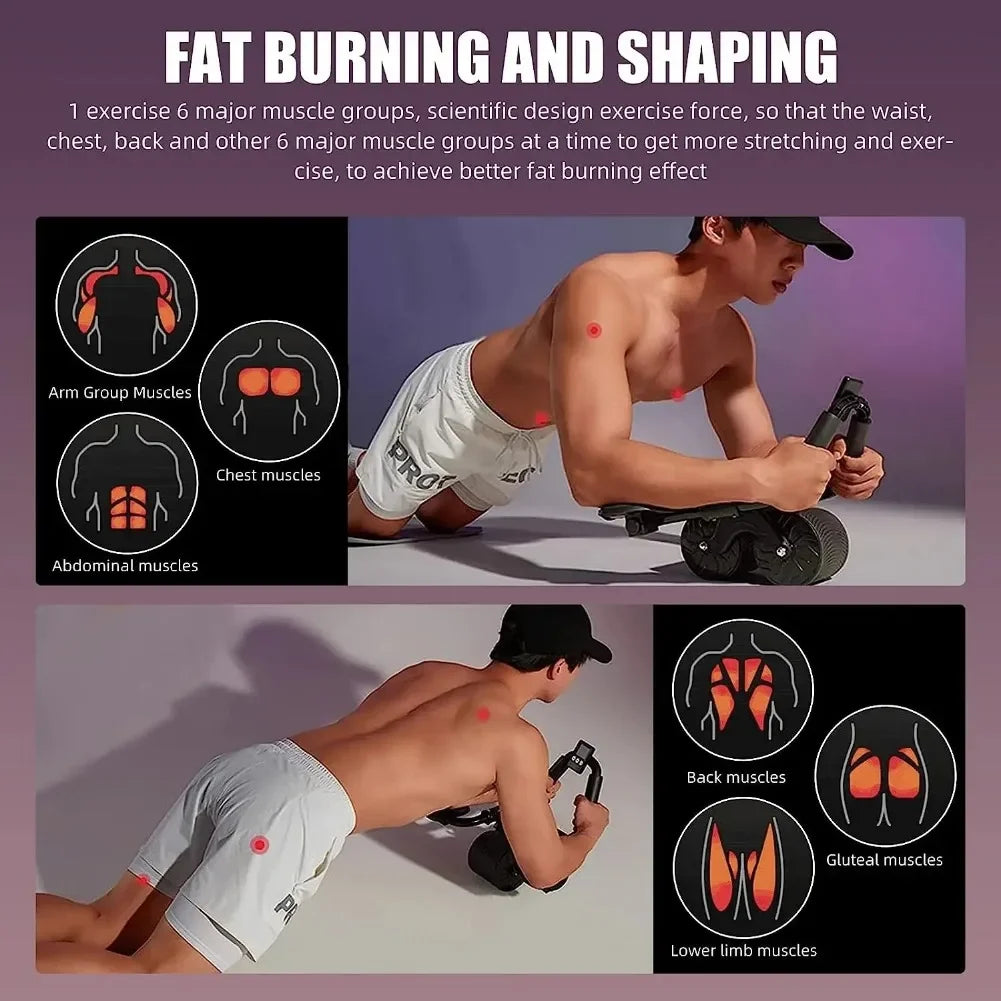 High-quality fitness exercise roller support automatic rebound ab wheel core muscle training device