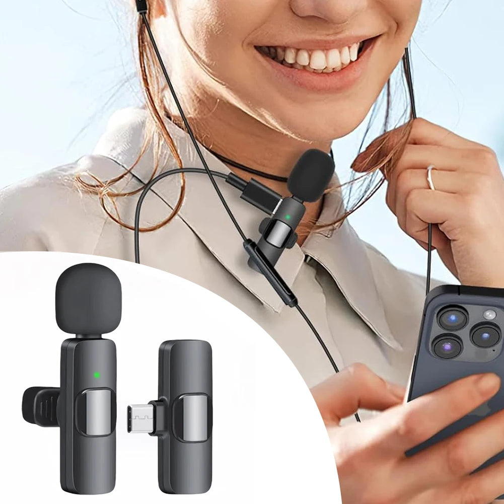 Video Record Microphone Noise Canceling Mini Microphone System 2.4G Intelligent Microphone for iPhone Computer Tablet Camera