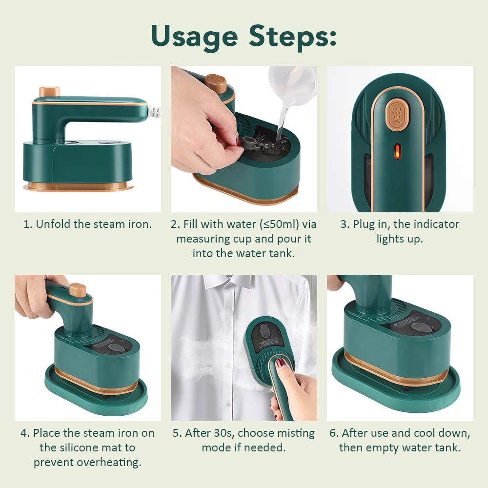 Mini Handheld Steamer Portable Clothes Wrinkle Remover Iron Garment Steamer Quick Heating Lightweight for Travel Home Hotel Use