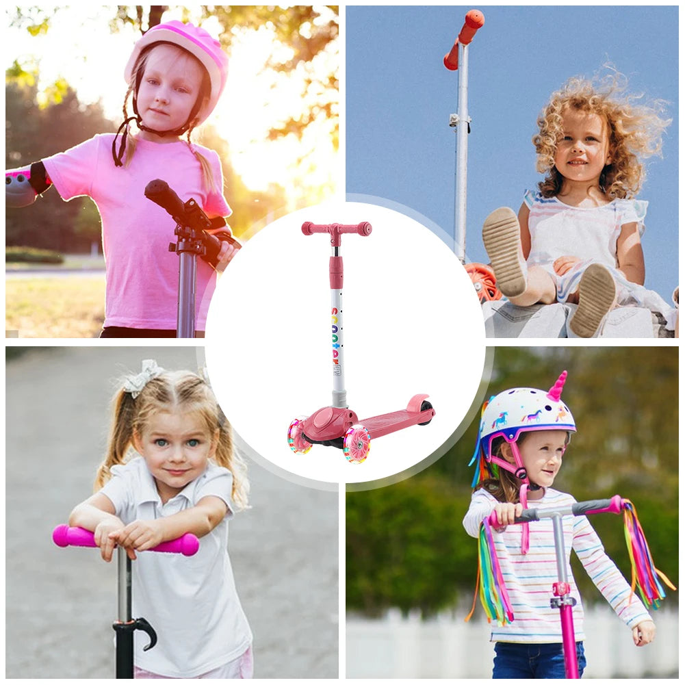 Kick Scooter Light-Up Wheels 3 Wheel Scooter Adjustable Height Kids Push Scooter Non-Slip Deck for Children Ages 3-10