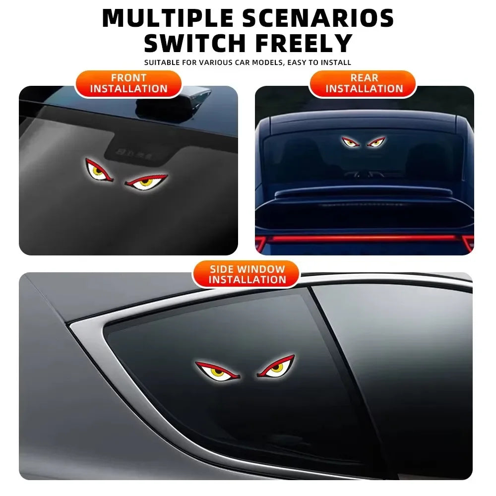 For Vehicle Decor Car Interior Solar Dynamic Evil Eye LED Expression Light Warning Light Truck Suction Cup Mount Eye Light
