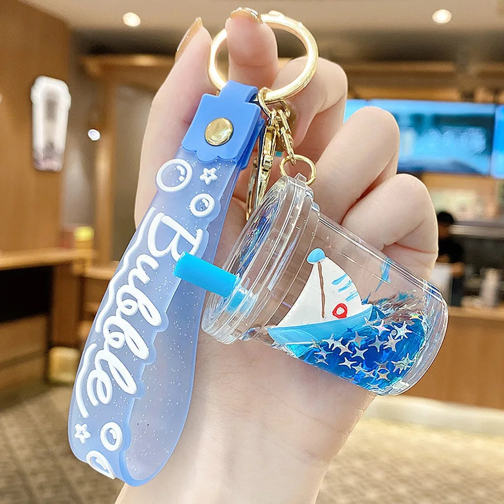 Floating Quicksand Key Chain Transparent Quicksand Key Holder Pvc Key Chain Pendant  Decorative Bag Charm For Festivals