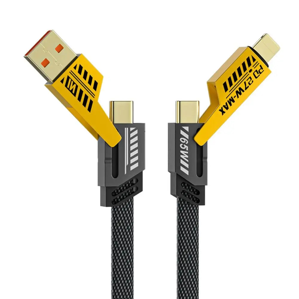 Four-in-one Fast Data Cable Multi-function Fast Charging Mecha Data Cable USB Type C PD Dual Type-C Extension Cable