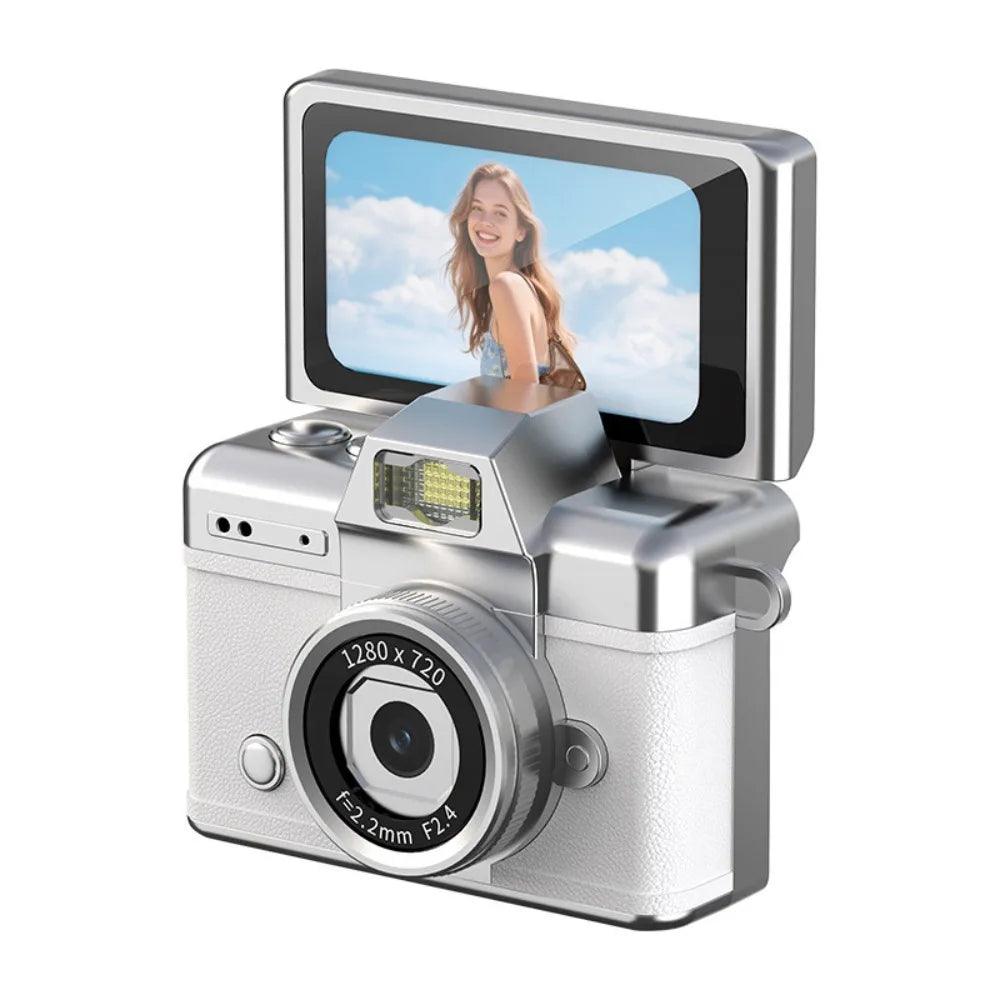 1.47 Inch Screen Thumb Keychain Camera 180° Flip Screen Neck Strap Design Retro CCD Mini Digital Camera Selfie