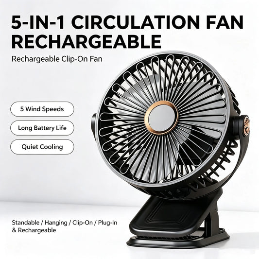 Portable Clip-on Fan 4-in-1 Quiet DC Brushless Motor Mini Desk Fan With 3Level Night Light 720° Rotation For Home Office Camping