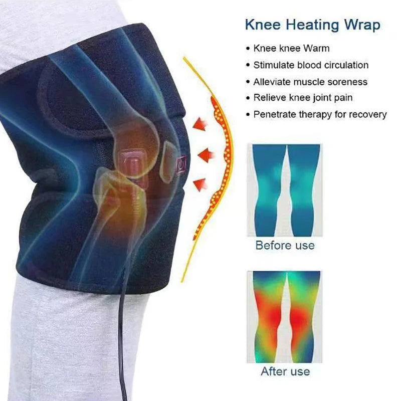 Electric Leg Heating Knee Pad 5V USB/Type-C Charging Heated Knee Brace 3 Heat Levels Knee Heating Pad For Knee Joint Pain Relief