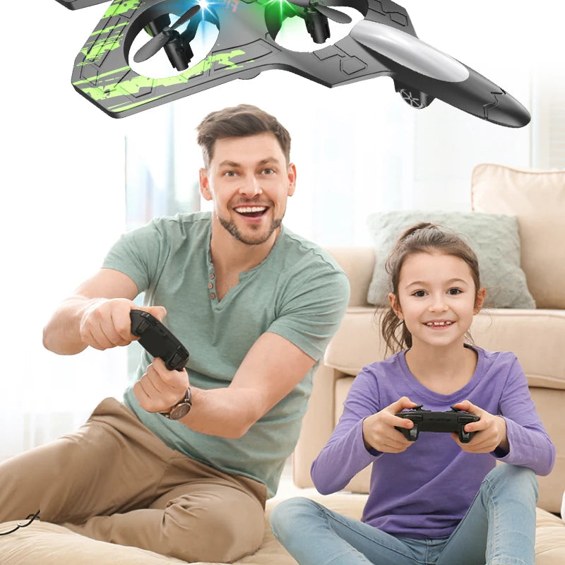 2.4G remote control fighter electric foam glider stunt tumbling UAV hovering helicopter with LED colorful lights aircraft model