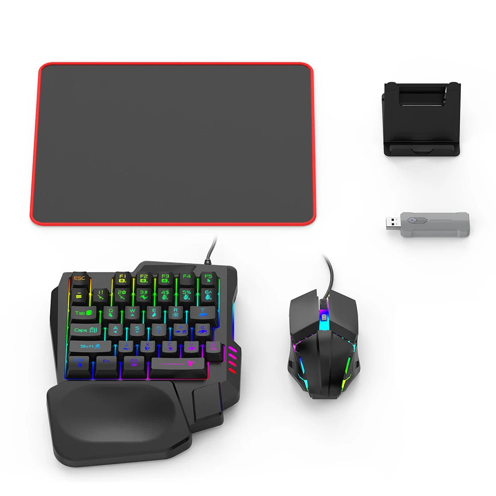 5 in 1 Mobile Game Converter Keyboard Mouse Gaming Set BT 5.3 for PUBG Gaming Keyboard and Mouse Combo for Android iOS System