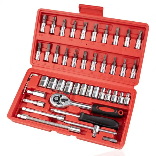 46 Pcs Hand Screwdriver Socket Set Tool Kit With Carbon Steel Bits Customizable Mechanic Tools Set Box