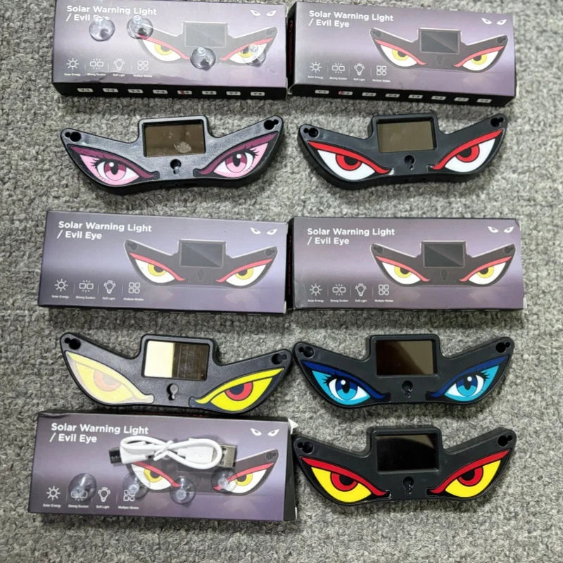 For Vehicle Decor Car Interior Solar Dynamic Evil Eye LED Expression Light Warning Light Truck Suction Cup Mount Eye Light